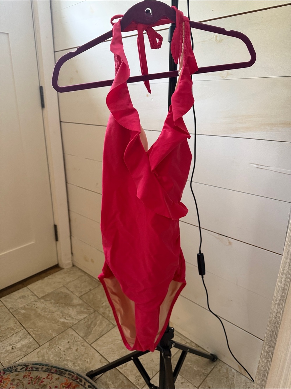 Cupshe Red Ruffle Halter One-Piece Swimsuit